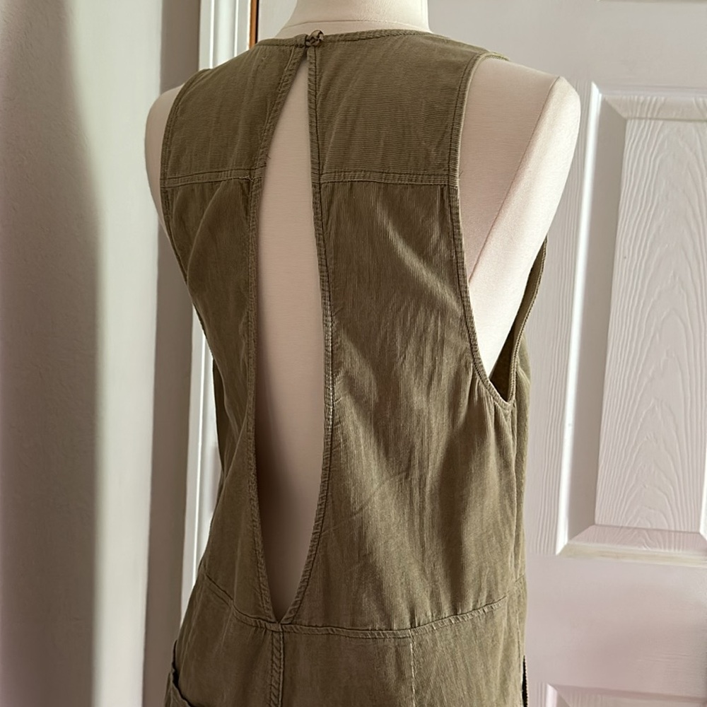 Rhythm Olive Lightweight Corduroy Relaxed Overalls S